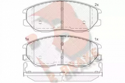 R BRAKE rb1714 -  Комплект тормозных колодок, дисковый тормоз